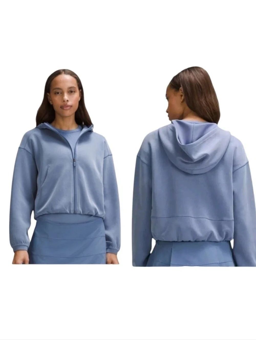 Lululemon Softstreme Full-Zip Hoodie Oasis Blue Hooded Sweatshirt Size 8